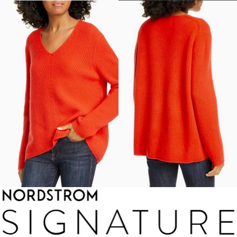 NWT Red 100% Cashmere Knit Sweater, Sz L